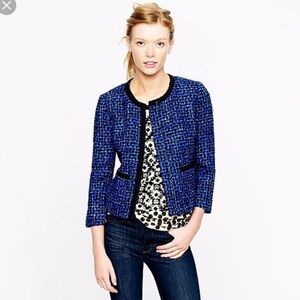 J. Crew Tweed Cropped Woven Textured Blazer Suit Jacket - Collarless Textured